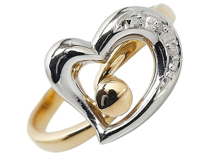 & Other Stories Pt900 Platinum K18YG Yellow Gold Diamond Heart Ring in Excellent Condition Golden Metal  ref.1421505