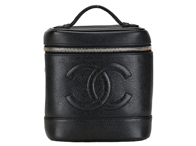 Chanel Caviar Skin Coco Mark Vanity Handtasche Schwarz Gold in sehr gutem Zustand Leder  ref.1421509