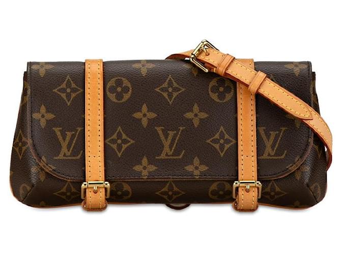 Louis Vuitton Monogram Pochette Marelle Waist Bag M51159 Brown PVC Leather in Very Good Condition Cloth  ref.1421514