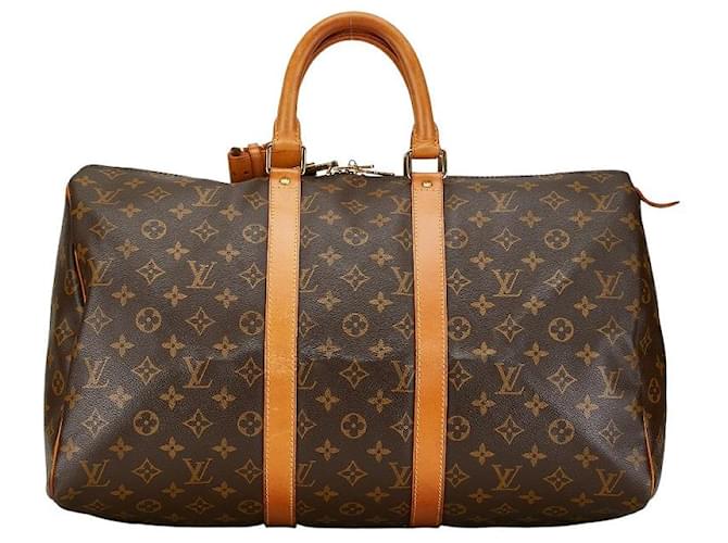 Bolso Boston Louis Vuitton Monogram Keepall 45 M41428 en muy buen estado Castaño Lienzo  ref.1421521