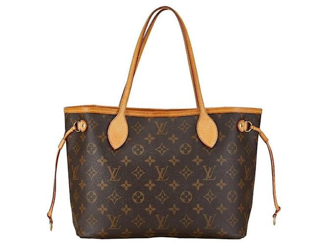 Bolsa tote Louis Vuitton Monogram Neverfull PM M40155 em couro PVC marrom em boas condições Plástico  ref.1421530