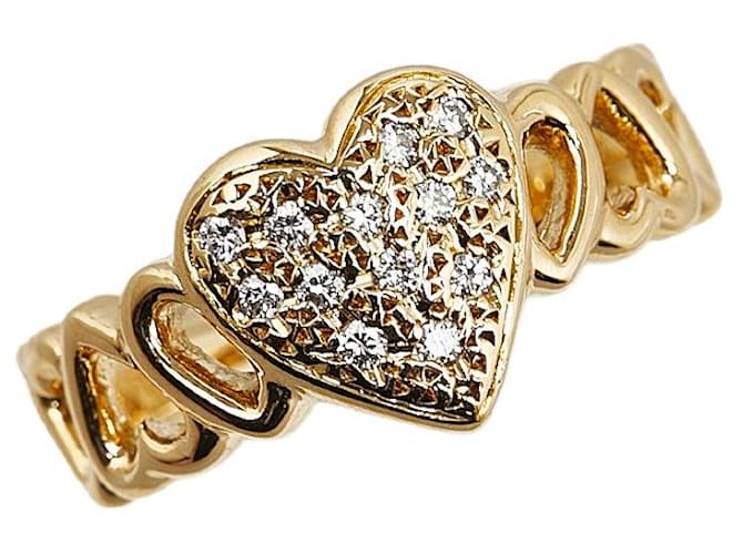 & Other Stories K18YG Yellow Gold Diamond Heart Motif Ring Size 11 in Excellent Condition Golden Metal  ref.1421565