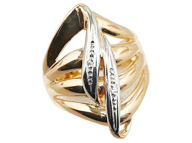 & Other Stories Anel de diamante Pt900 em platina e ouro amarelo K18YG 0,01ct em excelente estado Dourado Metal  ref.1421567