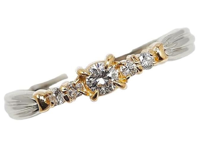 & Other Stories Pt900 Platinum K18YG Yellow Gold Diamond Ring 0.2ct in Great Condition Silvery Metal  ref.1421569