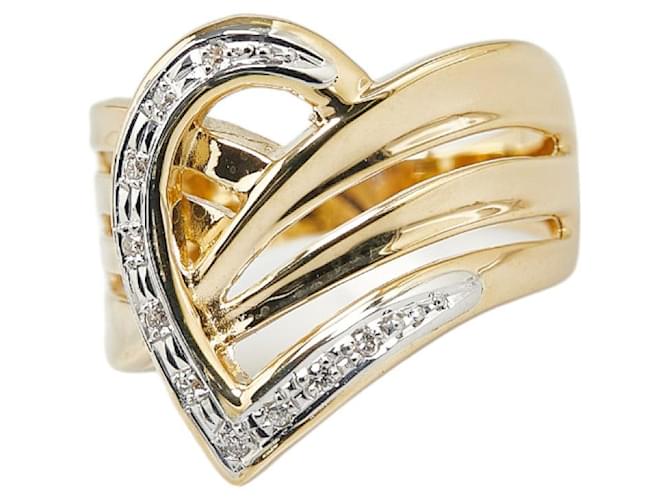 & Other Stories Pt900 Platinum K18YG Yellow Gold Diamond Ring 15 in Great Condition Golden Metal  ref.1421570