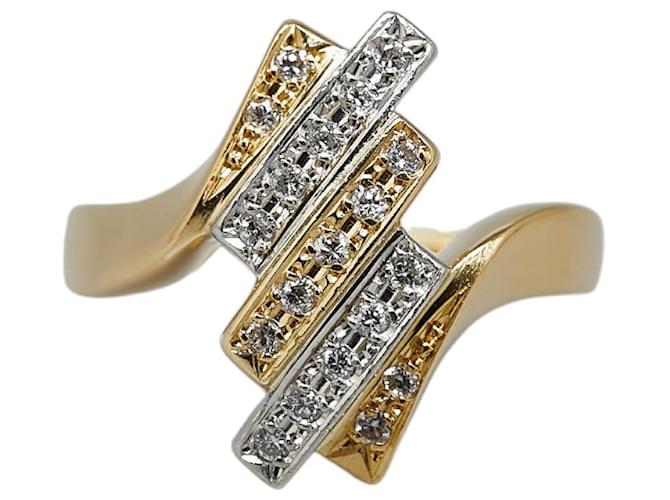 & Other Stories Anillo de diamante Pt900 en platino y oro amarillo K18YG 0.21ct en excelente estado Dorado Metal  ref.1421572