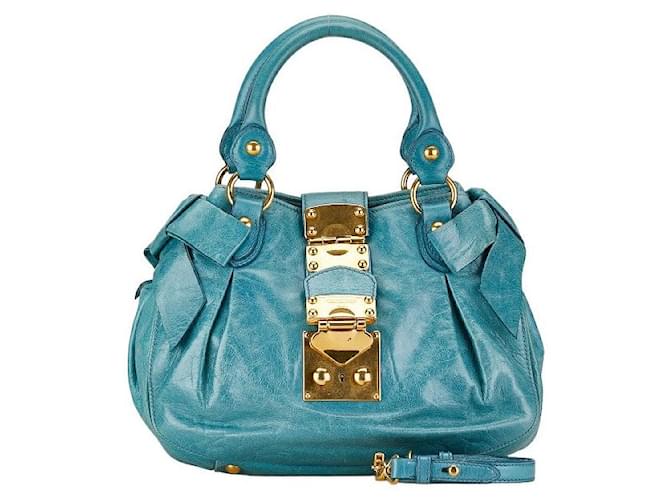 Miu Miu Leather Handbag Leather Handbag in Good condition Blue  ref.1421580