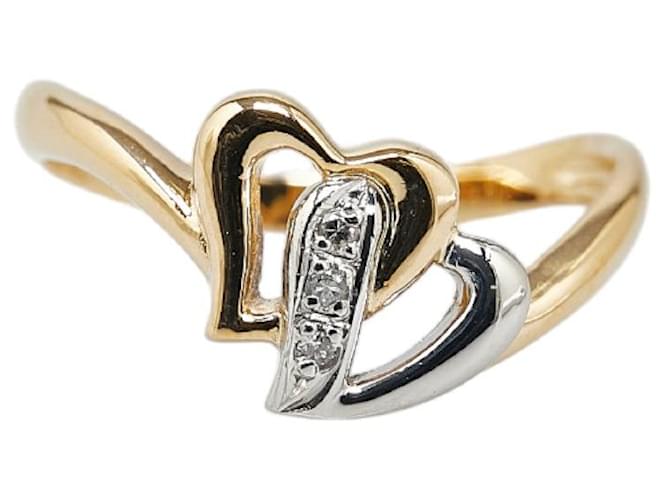 & Other Stories Pt900 Platinum K20YG Yellow Gold Diamond Heart Motif Ring in Excellent Condition Golden Metal  ref.1421582