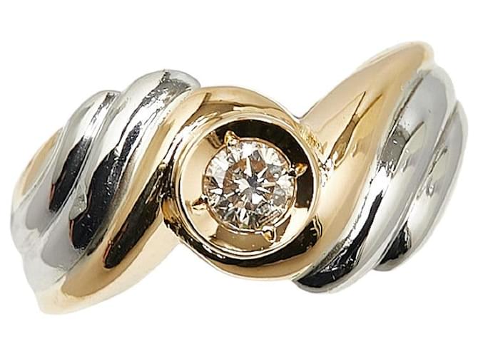 & Other Stories Anel de diamante Pt900 em platina e K18YG em ouro amarelo 0,19 ct em excelente estado Dourado Metal  ref.1421584