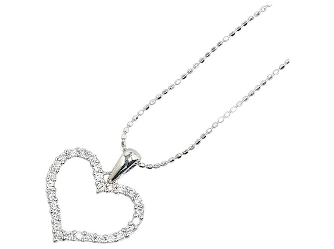 & Other Stories K18WG White Gold Diamond Heart Motif Necklace in Excellent Condition Silvery Metal  ref.1421586