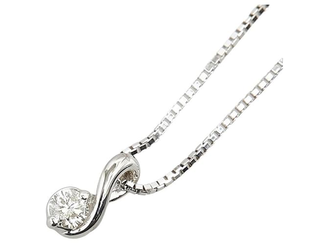 & Other Stories Collar de oro blanco K18WG con motivo de nota de diamante en excelente estado Plata Metal  ref.1421588