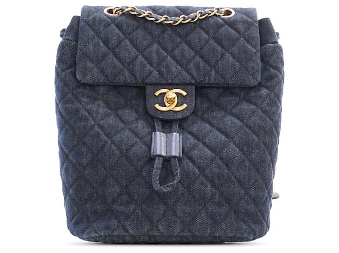 Chanel Blue Small Denim Urban Spirit Backpack Cloth  ref.1421693