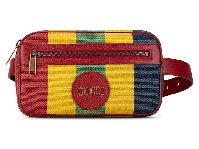 Gucci Canvas Leather 2WAY Waist Bag 625895 in Very Good Condition Red Cloth  ref.1421734