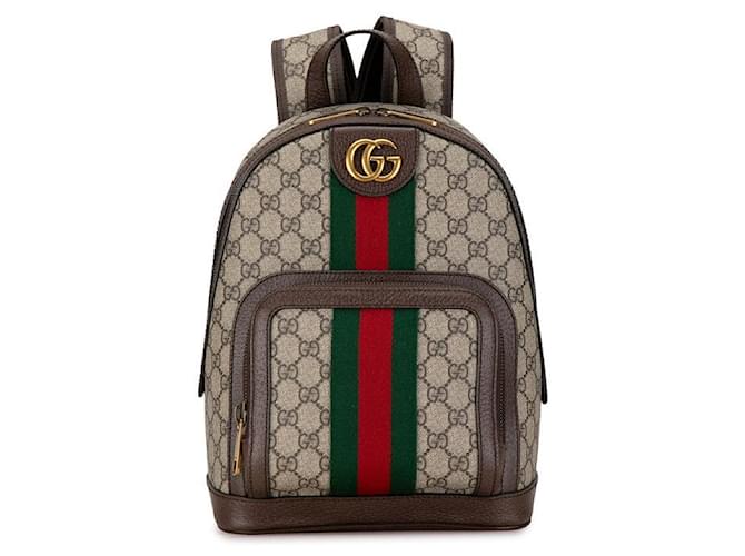 Gucci GG Supreme Ophidia Backpack PVC Leather 547965 in Great Condition Beige Plastic  ref.1421735