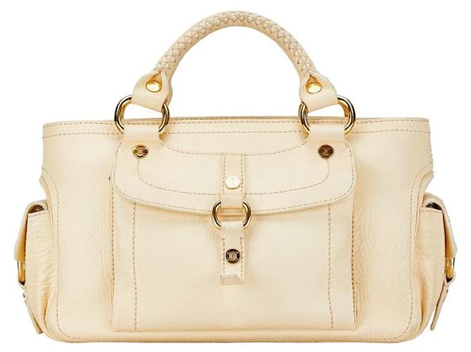 Céline Celine Leather Triomphe Boogie Handbag Beige in Very Good Condition  ref.1421759