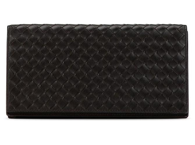 Portefeuille long en cuir Bottega Veneta Intrecciato en très bon état Marron  ref.1421764