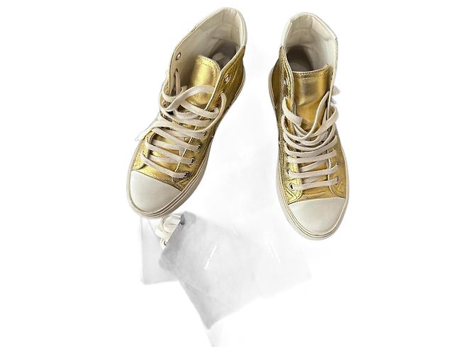 Baskets à talons Saint Laurent Bedford Cuir Doré