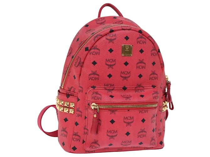 MCM Vicetos Logogram Backpack PVC Leather Pink Auth ac3007  ref.1421818