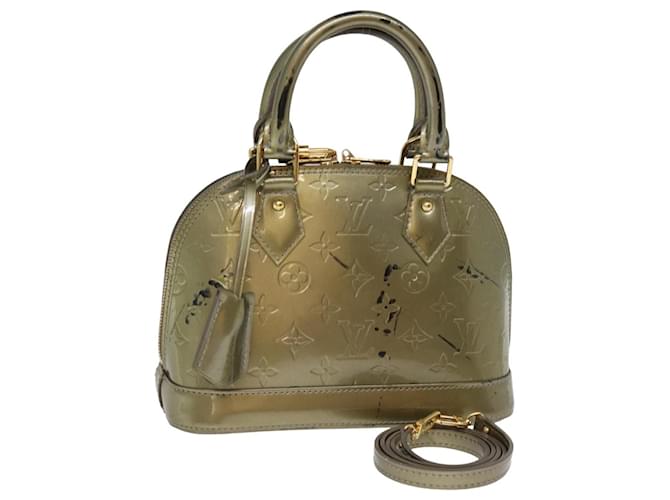 LOUIS VUITTON Monogram Vernis Alma BB Bolsa de Mão 2way Vela Olive M91584 Auth 76298 Couro envernizado  ref.1421837