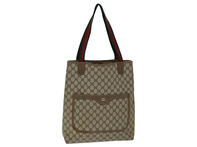 GUCCI GG Supreme Web Sherry Line Tote Bag PVC Beige Rosso 39 02 003 Auth 74846  ref.1421869