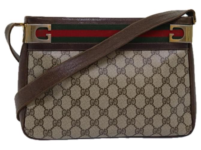 Bolso de hombro GUCCI GG Supreme Web Sherry Line PVC Beige Rojo Verde Auth ep4578 Roja  ref.1421882