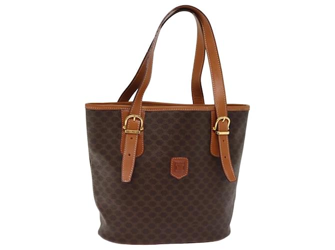 Céline CELINE Macadam Canvas Tote Bag PVC Leather Brown Auth am6400  ref.1421893