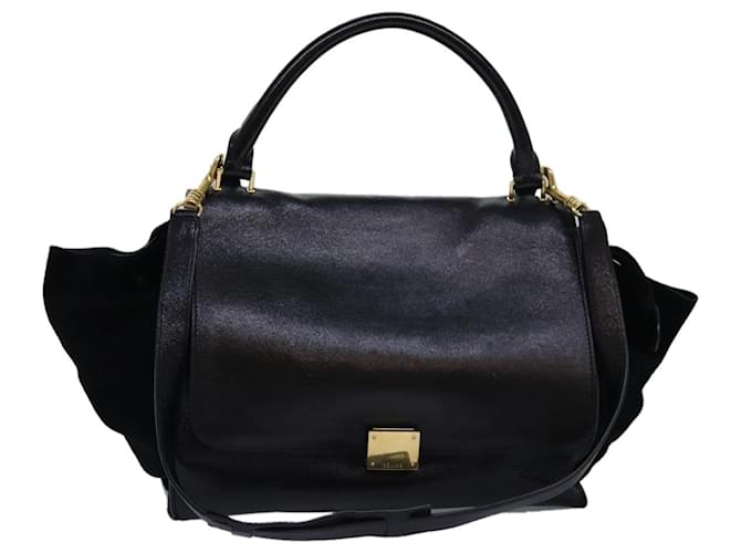 Céline Bolso de mano Trapeze de cuero 2 en 1 negro Auth 76742  ref.1421897