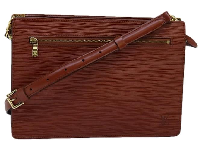 LOUIS VUITTON Pochette Angian Epi Marron M52113 LV Auth 77265 Cuir  ref.1421899