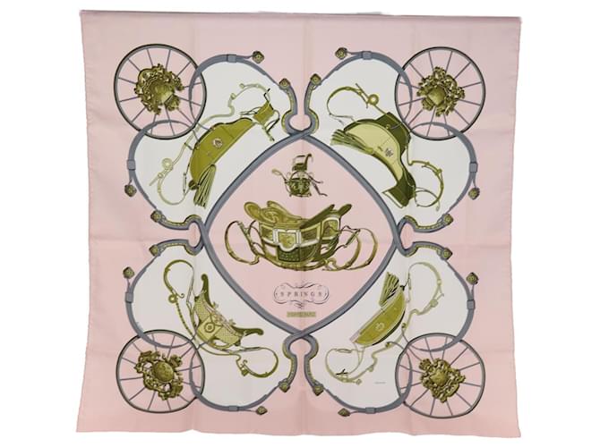 Hermès HERMES Carre 90 Scarf ""SPRINGS"" Silk Pink Auth am6299  ref.1421903