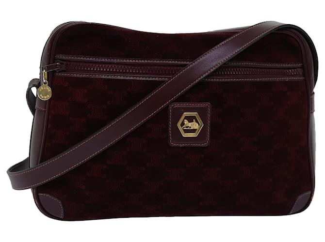 Céline CELINE Macadam Canvas Shoulder Bag Bordeaux Auth 77323 Dark red  ref.1421912