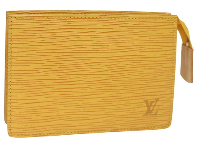 LOUIS VUITTON Epi Poche Toilette 15 Pouch Amarillo LV Auth 76881 Cuero  ref.1421913