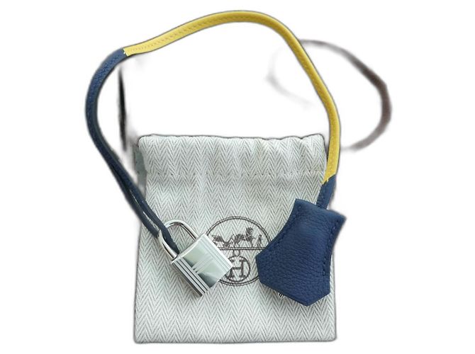 bell, pull tab and new hermès padlock for hermès bag dustbag Blue 