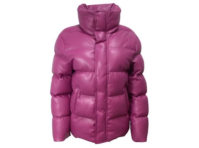 Pink leather puffer jacket online