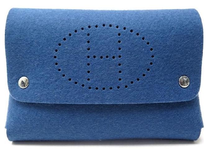 Porte monnaie Evelyn Hermès Coton Bleu  ref.1422064