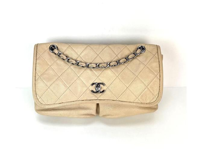 Chanel Grained leather Medium Natural Beauty Beige Flap Bag Brown  ref.1422103