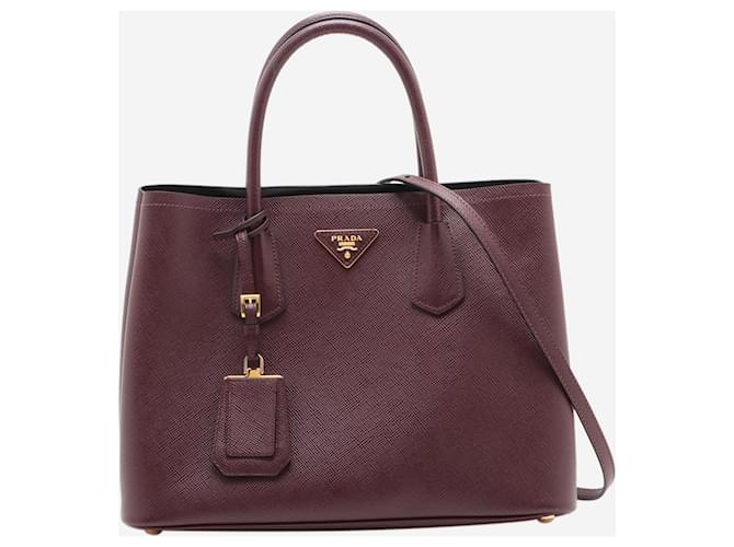 Prada Burgundy Saffiano Cuir leather top handle bag Dark red  ref.1422140