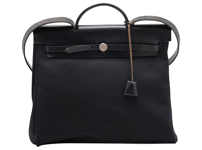 Hermès Black 2001 Herbag MM Toile Officier bag Cloth  ref.1422143