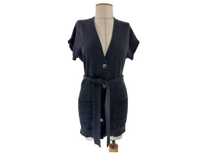Autre Marque Cardigan aus Kaschmir Dunkelgrau Anthrazitgrau