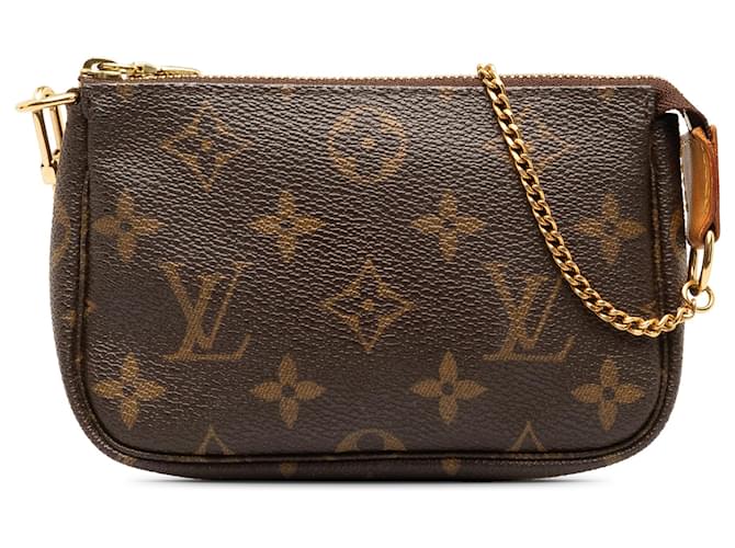 Mini Pochette Acessórios Monograma Marrom Louis Vuitton Lona  ref.1422206