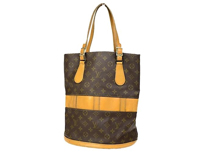 Bucket Balde Louis Vuitton Marrom Lona  ref.1422301