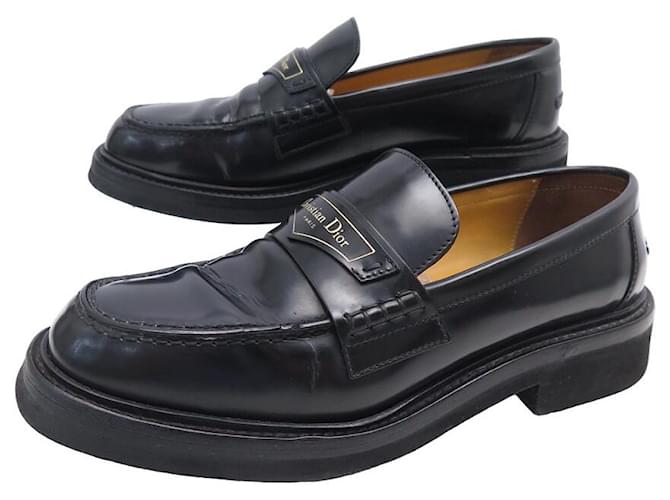 DIOR SHOES LOAFERS BOY KDB759ACA 38.5 BLACK LEATHER BOX  ref.1422341