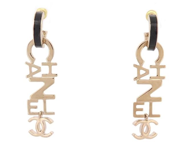 NINE CHANEL DROP EARRINGS LETTER LOGO CC GOLD METAL EARRINGS Golden  ref.1422348