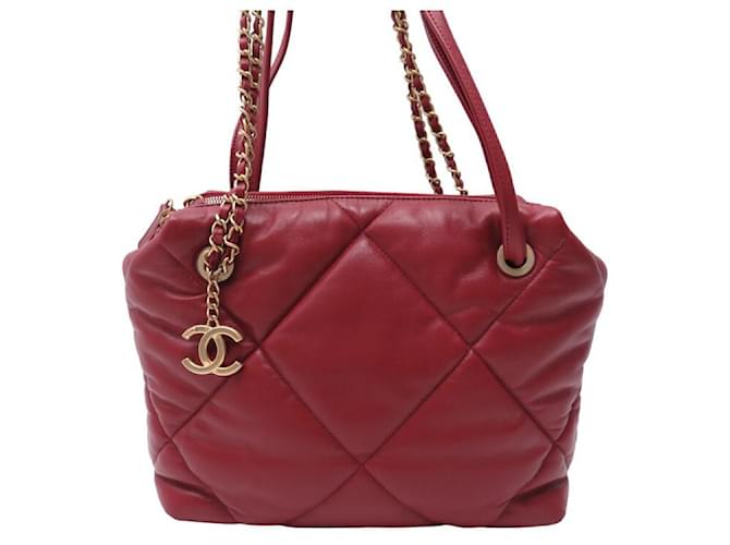 NINE CHANEL BOWLING HAND BAG PARIS NEW YORK RED LEATHER NEW HANDBAG PURSE  ref.1422354