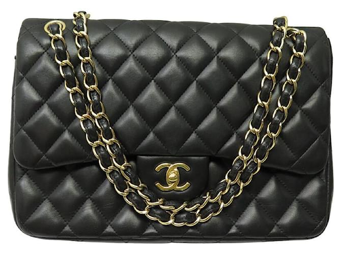 BOLSO DE MANO CHANEL TIMELESS GRAND CLASSIQUE JUMBO CUERO NEGRO  ref.1422355