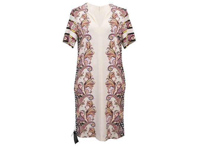 Vestido shift estampado Etro em viscose branca