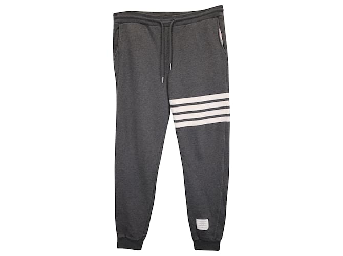 Thom Browne Grey Engineered 4 Bar Jersey Sweatpants 4 in Grey Cotton  ref.1422436