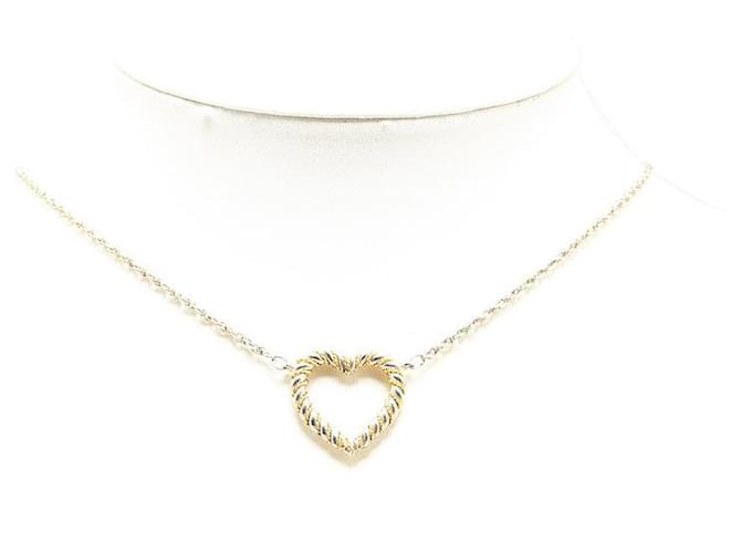 Tiffany & Co K18 Gold SV925 Silver Heart Necklace in Great Condition Golden Metal  ref.1422474