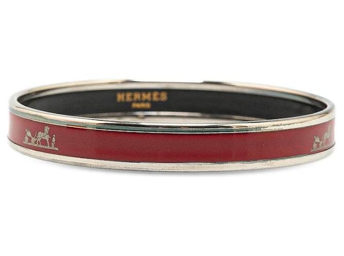 Hermès Bracelet en métal émaillé étroit Hermes en bon état Rouge  ref.1422475