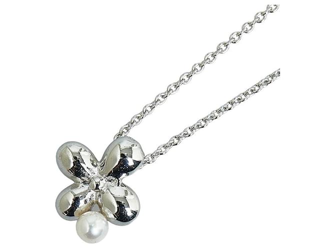 Tasaki SV925 Silver Pearl Flower Motif Necklace in Excellent Condition Silvery Metal  ref.1422482