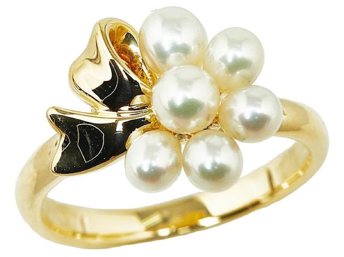 Bague en perle Akoya MIKIMOTO K18YG en or jaune en excellent état Métal Doré  ref.1422483